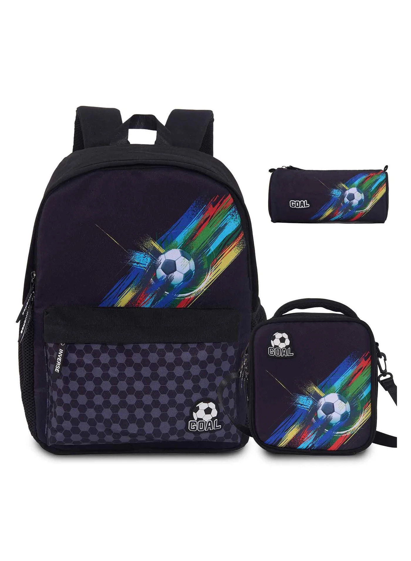 LKTOCAFT 3-in-1 School Backpack Set with Lunch Bag and Pencil Case for Boys (Black, Large) yiq1p