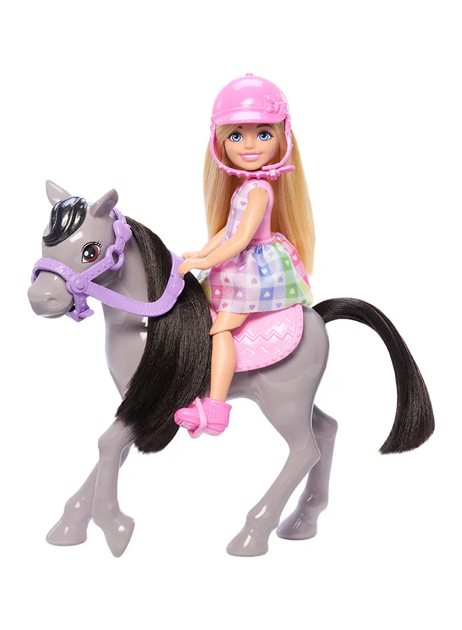Fashion Doll Equestrian Play Set with Pony and Helmet Accessory (Kids, 1 Set) ucqfi