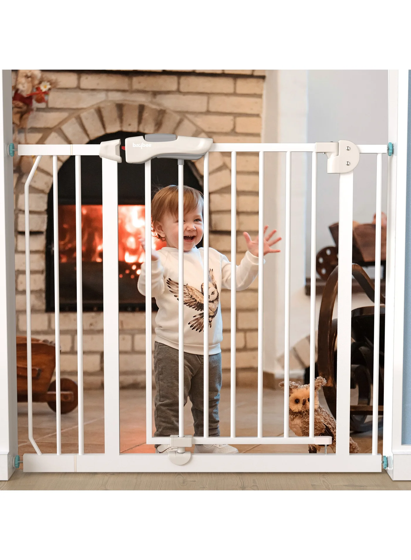 BAYBEE Auto Close Safety Gate for Kids and Pets (White, 85 cm) gr3vv