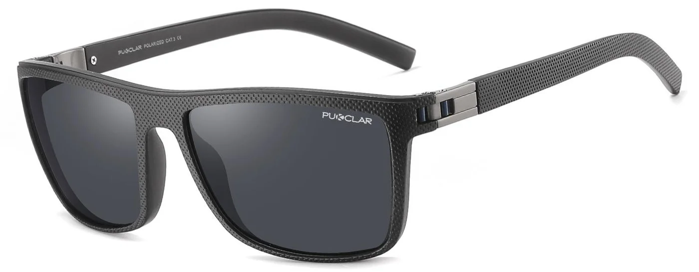 PUKCLAR Polarized Sunglasses for Men Lightweight TR90 Frame UV400 Protection Square Design (Black, One Size) grryj