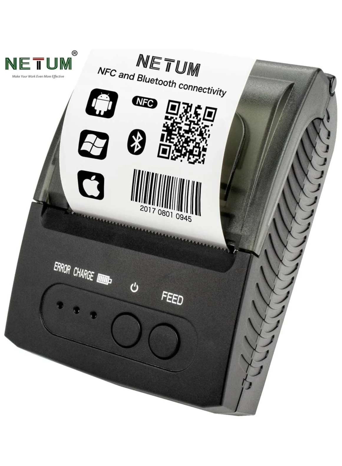 NETUM Portable Thermal Receipt Printer 58mm Wireless Bluetooth POS Machine for Android iOS Windows (58mm) qgi57