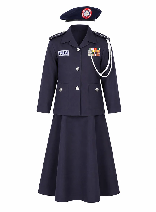 Toy Land Kids Police Officer Costume Set (Navy Blue, 2-3 Years) Premium Role Play Uniform Dress with Hat for Girls n61pp