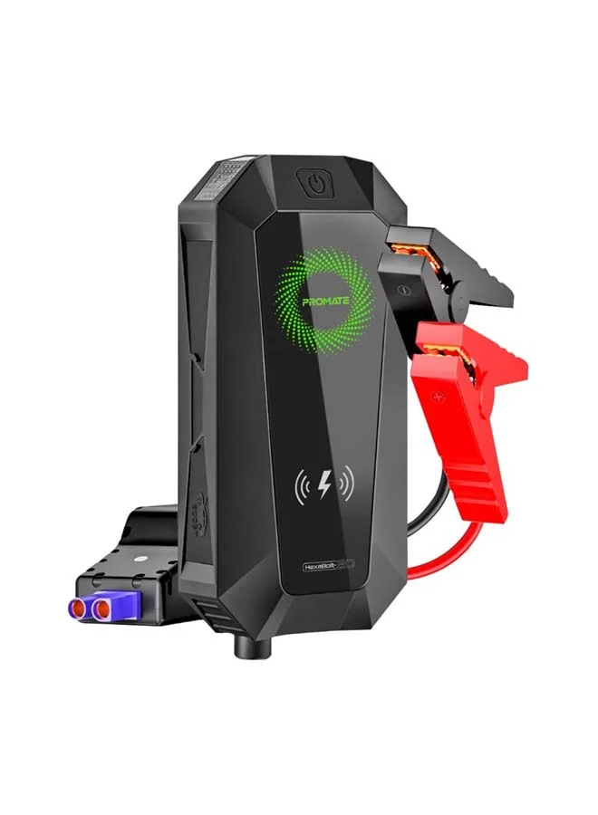PROMATE HexaBolt-20 Car Jump Starter 1500A 12V with 19200mAh Power Bank and 10W Wireless Charger (Black, 19200mAh) r5bem