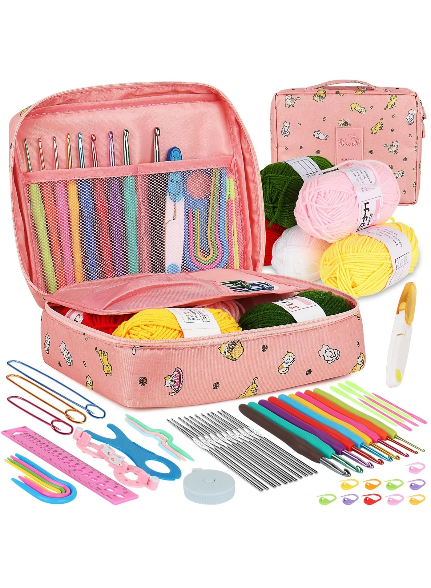 Arabest Complete Crochet Starter Kit for Beginners (Pink, 1 Set) 33ytp