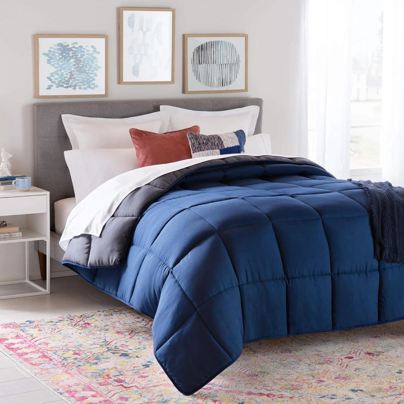Premium All-Season Microfiber Duvet Ultra Soft Breathable Bedding (Navy Blue, 220 x 240 cm) mr7k9