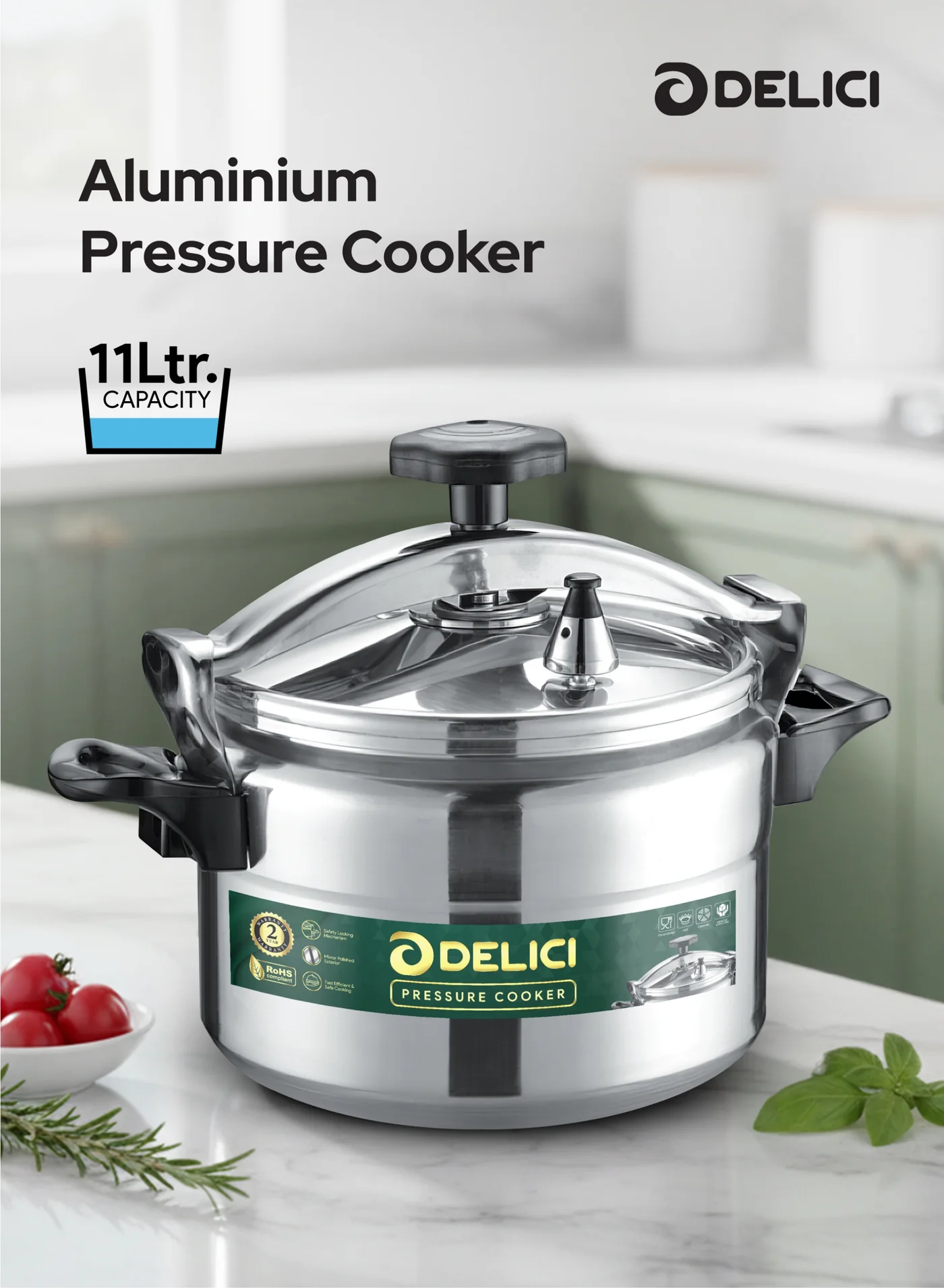DELICI Aluminum Pressure Cooker Premium Heavy-Duty Kitchen Cookware (11 L) y3eev