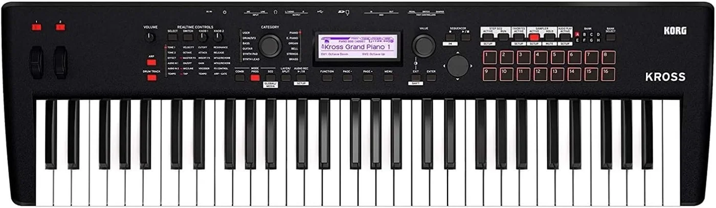 Professional 61-Key Music Workstation Synthesizer (Alloy Steel, Portable Digital Keyboard for Studio and Live Performance) qyb58