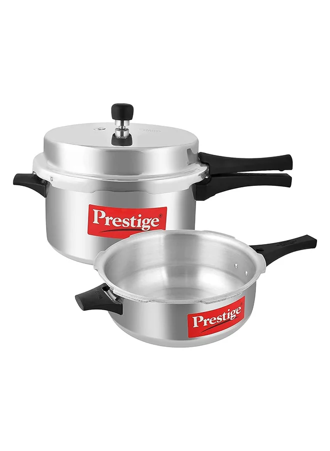 Prestige Pressure Cooker and Pan Set (Aluminium, 7.5 L and 3.5 L, Heat Resistant Handles) kcuck