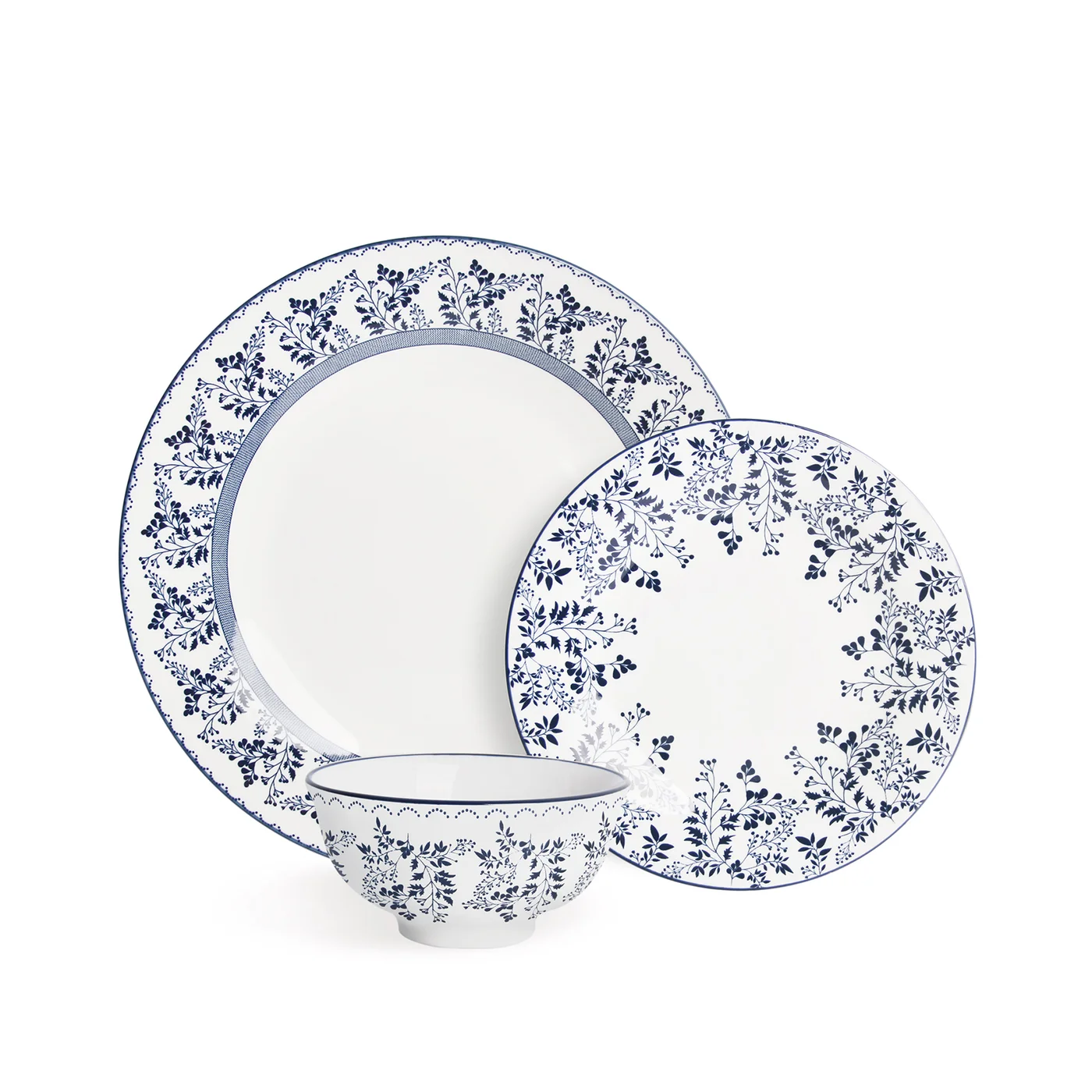 ROSA Porcelain Dinnerware Set (12-Piece, White and Blue Floral) Premium Tableware for Ramadan Iftar and Family Dining 83m5j