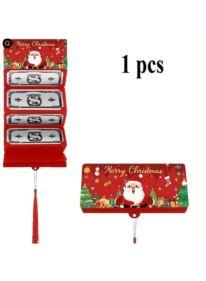 Premium Christmas Cash Gift Holder Bag with Festive Santa and Snowflake Pattern (Red, 15 cm x 10 cm) 6wf07