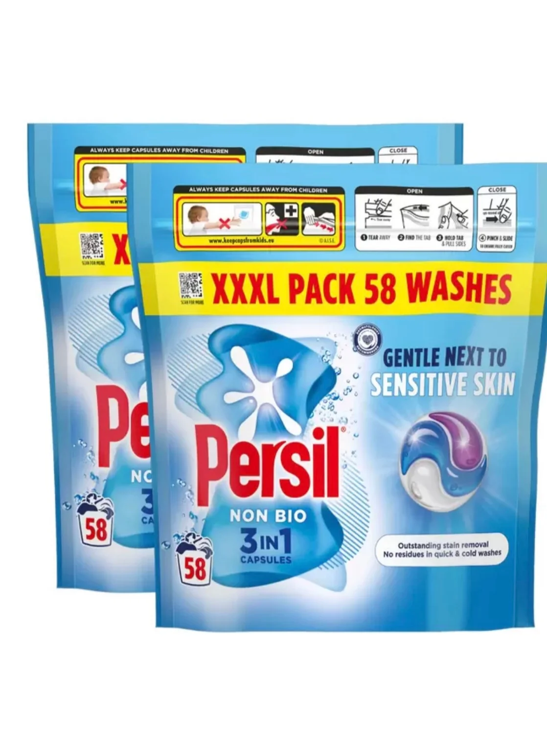 Persil Non-Bio 3-in-1 Laundry Detergent Capsules (Premium Cleaning Formula, 116 Washes) agejo