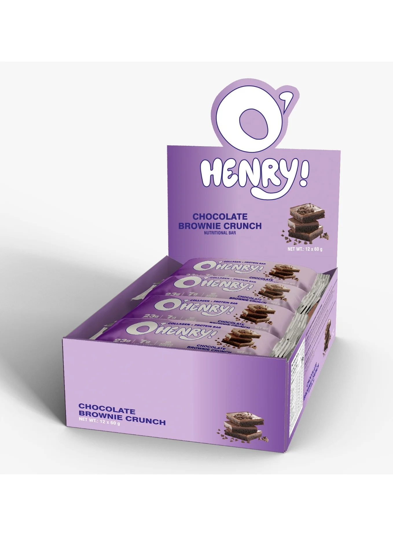 O'HENRY NUTRITION Collagen Protein Bar Chocolate Brownie Crunch High Protein Snack (12 x 60g) 43e4b