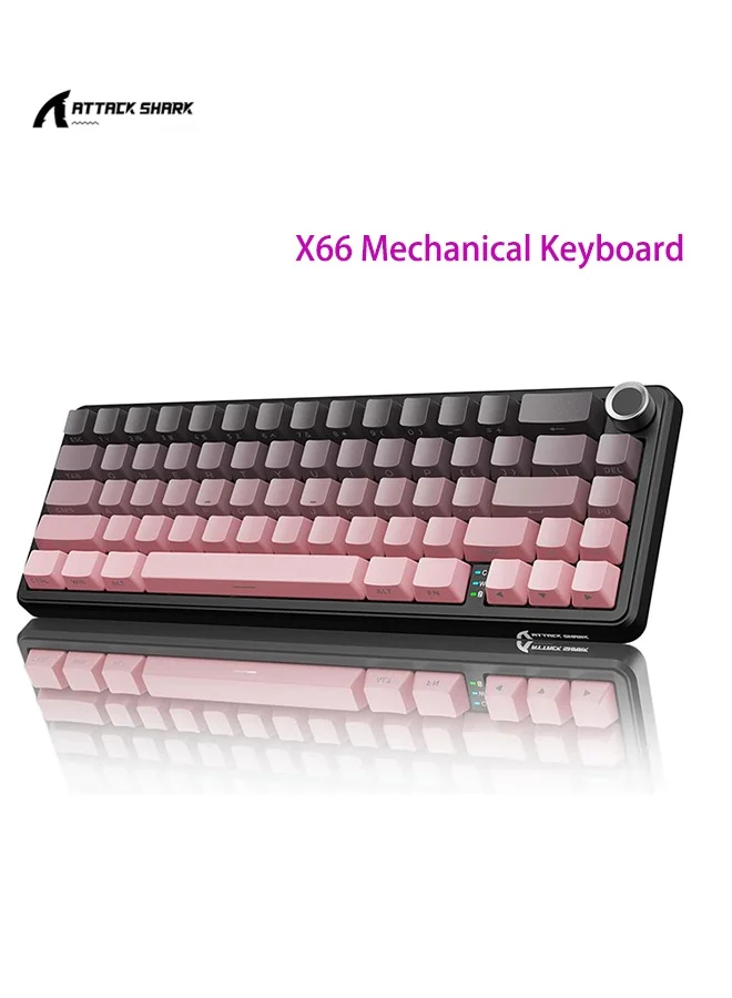 Attack Shark X66 Wireless Mechanical Gaming Keyboard 65% Layout with Knob and RGB Backlight (BlackBerry, 66 Keys) 9qwn8