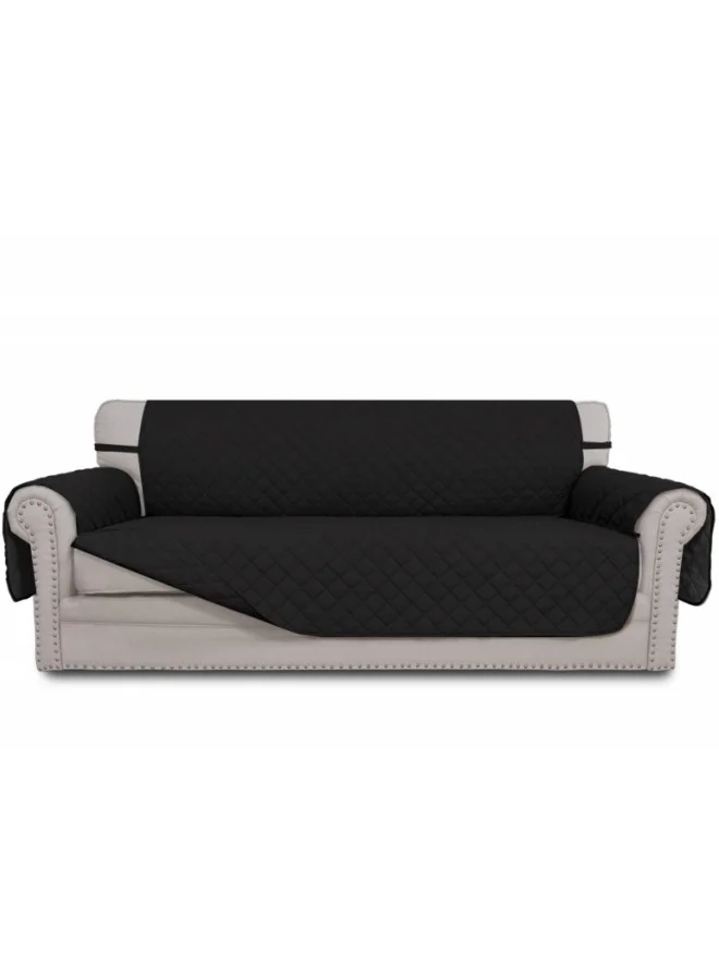 KYD 3 Seater Sofa Slipcover Premium Water Resistant Furniture Protector with Elastic Straps (Black, Large) kr9z7
