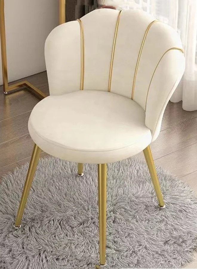 Kutis Metal Makeup Chair with Velvet Fabric and Steel Frame (White and Gold, 43x57x75 cm) 1rum8