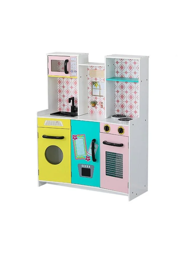 JSAITOYS Wooden Kitchen Play Set Premium Pretend Cooking Activity Station for Kids (Natural Wood, 60 cm) u8fso