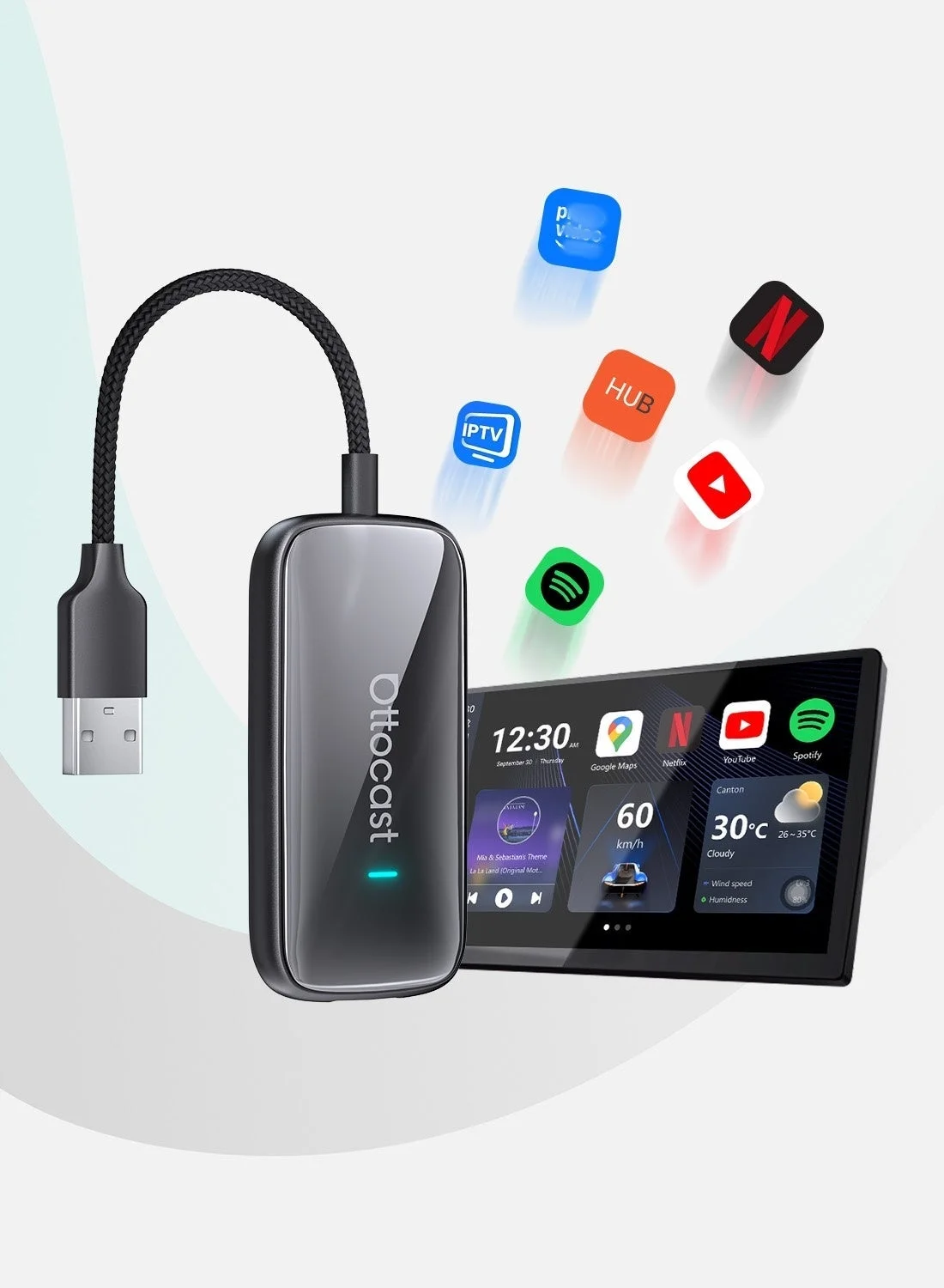 Premium Wireless Multimedia AI Box for CarPlay and Android Auto (4GB RAM 32GB ROM) Black e4gr8