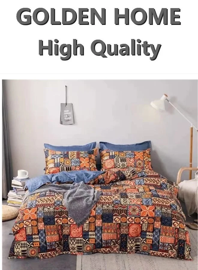 GOLDEN HOME 6-Piece Striped Duvet Cover Bedding Set (King Size, Includes Fitted Sheet and 4 Pillowcases) zi1ye