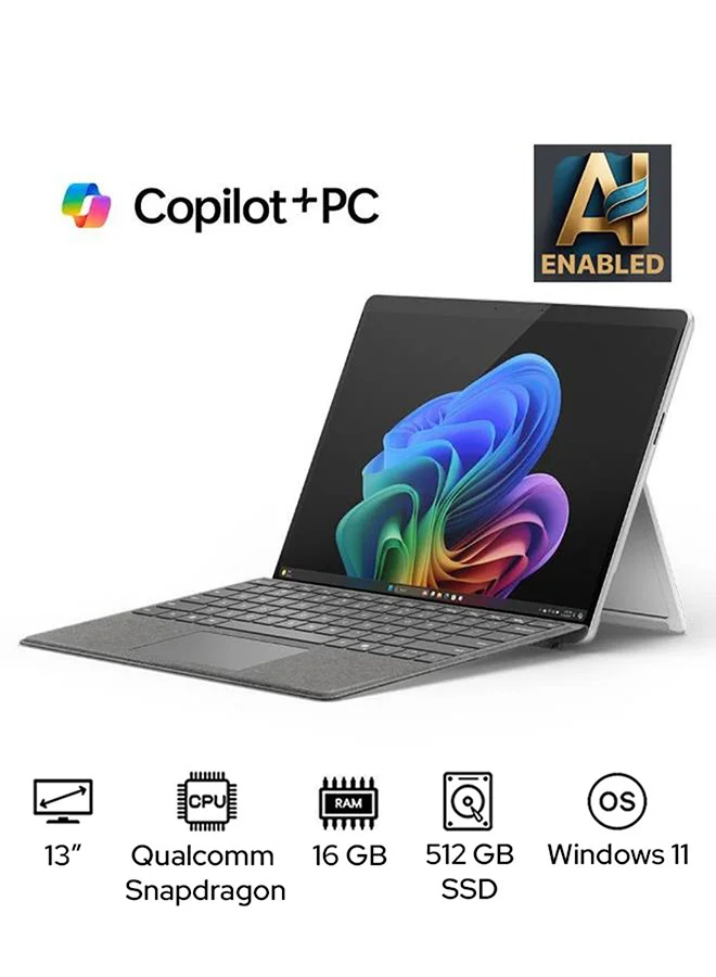 Premium 13-Inch Copilot+ Laptop 12-Core Processor 16GB RAM 512GB SSD Windows 11 English/Arabic Platinum jupjm