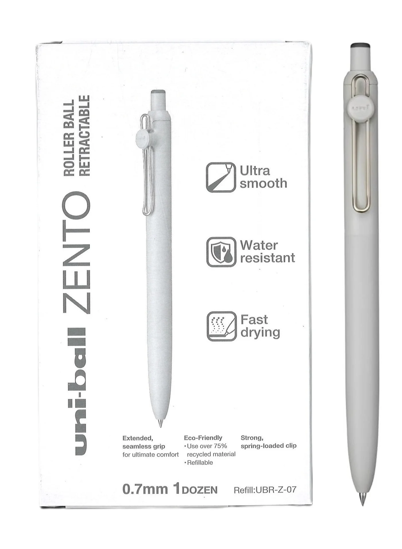 Zento Retractable Rollerball Pen Set Smooth Writing Professional Stationery (Black Ink, 12-Piece, 0.7mm) 9n3p8