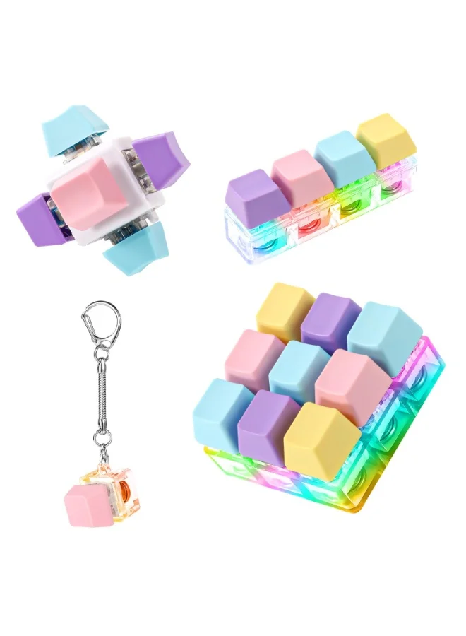 OSHIMA Keyboard Fidget Toys with LED Light Stress Relief Sensory Gadgets (4 Pack, Multicolor) fxdgi