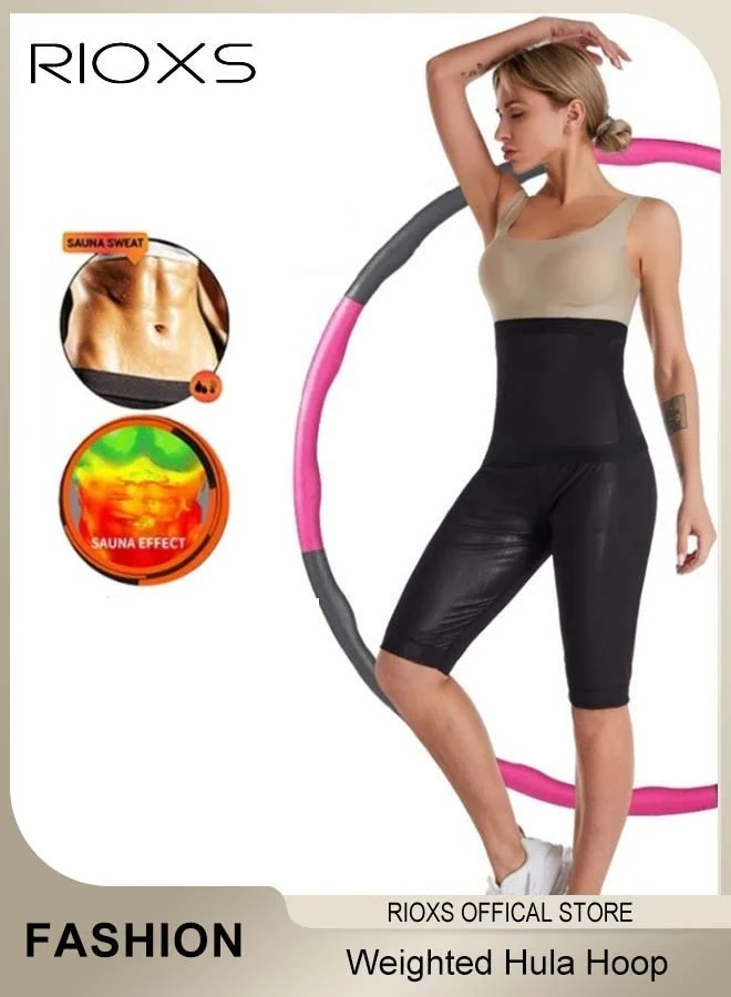 RIOXS Weighted Hula Hoop for Fitness (8 Segment Adjustable, Removable Design, Soft Padding, Wavy Ridges, Unisex) vog3s