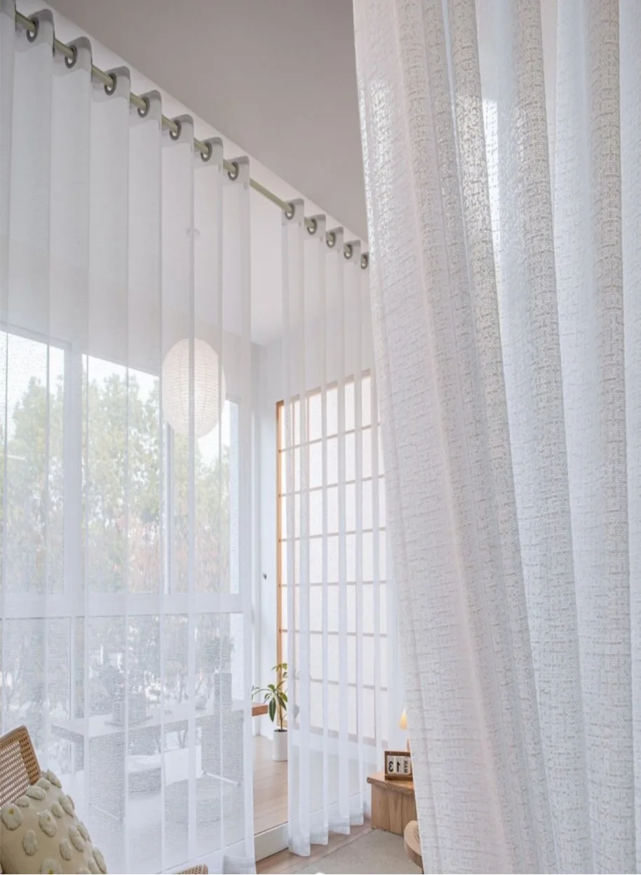 Golden Homee White Sheer Curtain for Living Room (Premium Polyester, 140cm x 240cm) wqikd