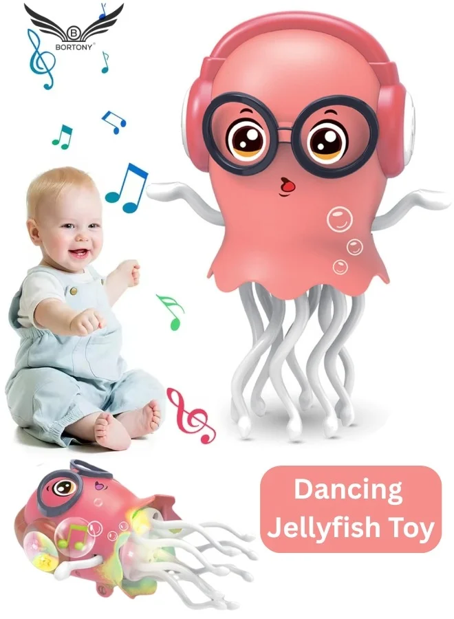 BORTONY Dancing Jellyfish Musical Toy with LED Lights and Interactive Crawling Motion for Kids (Multicolor, 15 cm) t0grl