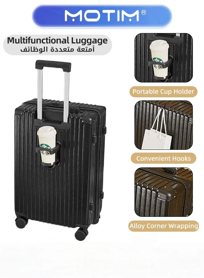 Motim Expandable Hard Shell Spinner Luggage with TSA Lock and Cup Holder (24-inch) x2oga