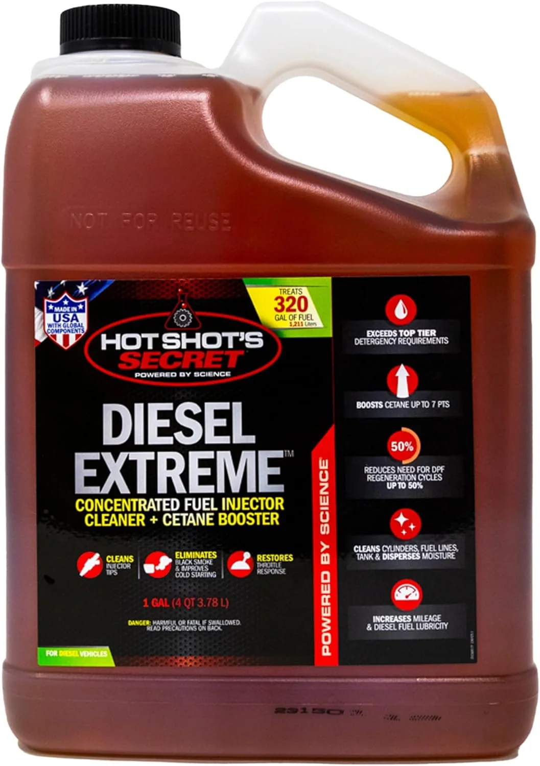 Hot Shot's Secret Diesel Extreme Fuel Injector Cleaner and Cetane Booster (Premium Performance Additive, 3.78 L) qbt7h