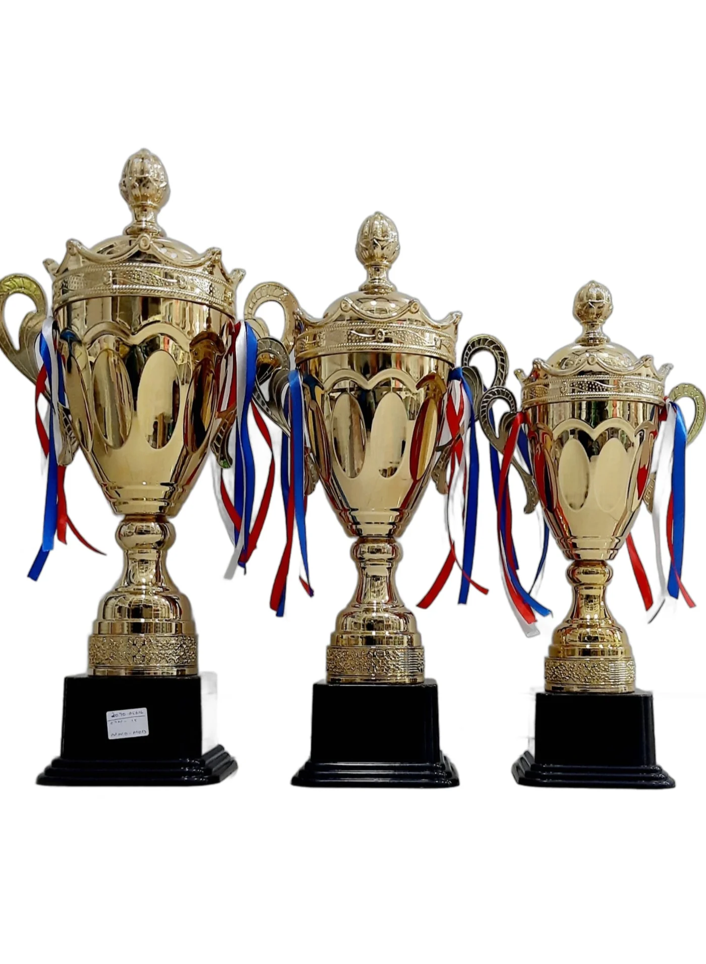 Spall Metal Gold Trophy Cup Set with Colorful Ribbons for Sports Awards and Achievement Ceremonies (Gold, 20 cm) 5j37z