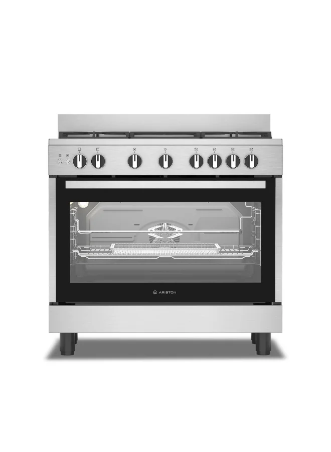 Premium 90cm Freestanding Gas Cooker with Built-in Air Fryer and 5 Burners (Stainless Steel) tkl0j