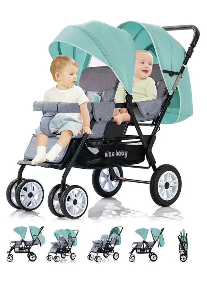 Beauenty Double Stroller for Infant and Toddler Premium Lightweight Tandem Pushchair (Grey) 9y6nz