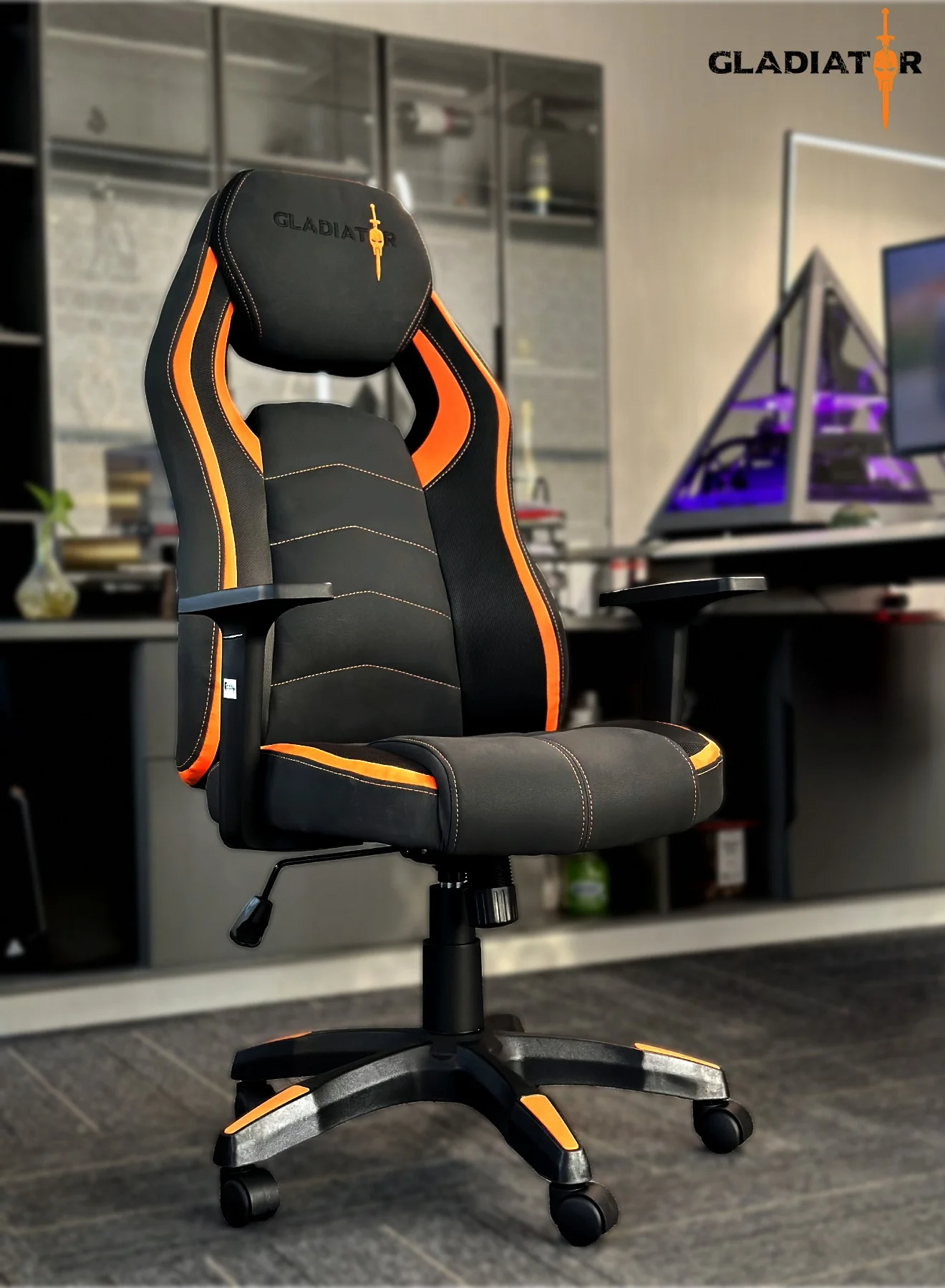 Gladiator Pro Racing Style Gaming Chair with Premium PU Leather and Adjustable Backrest (Black, 128.5 x 65.5cm) 8343d
