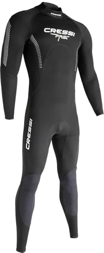Premium Men's 1mm Neoprene Wetsuit Full Body Diving Suit with Back Zip and Abrasion-Resistant Knees (Black/Grey, Large) 4vmtu