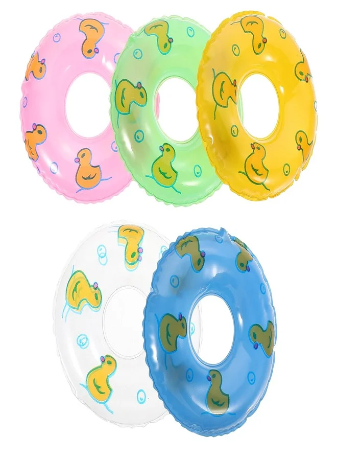 JOINPAYA Mini Swimming Ring Set (Cute Duck Lifebuoy, 8.5cm, 5pcs) for Dollhouse Decor and Summer Photography Props phg0m