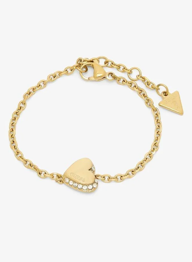 Premium Heart Chain Bracelet Elegant Minimalist Jewelry Accessory for Women (Gold Tone, 18 cm) b9wrd