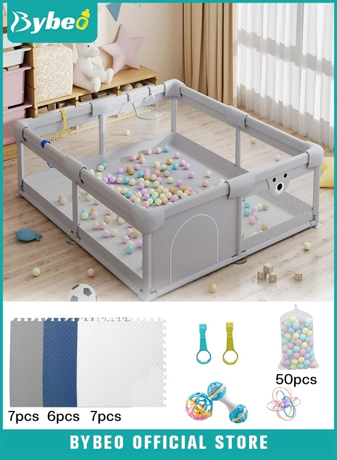 Bybeo Baby Playpen Activity Center with Playmat and 50 Ocean Balls (120x150 cm) lla6w