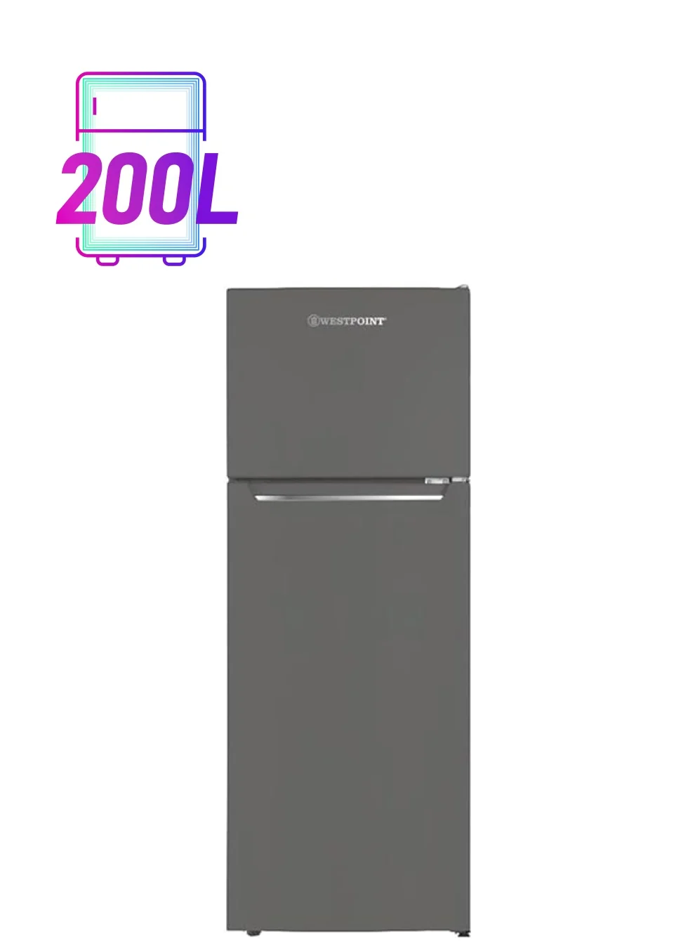 Westpoint Double Door Refrigerator 200L Net Capacity Freestanding Fridge Freezer (Silver, 52x52x148 cm) 9wz4s