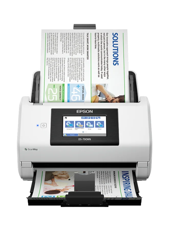 Premium Wireless Network Document Scanner with Duplex Scanning and 100-Page Auto Document Feeder (White, 4.3-inch Touchscreen) el5e0
