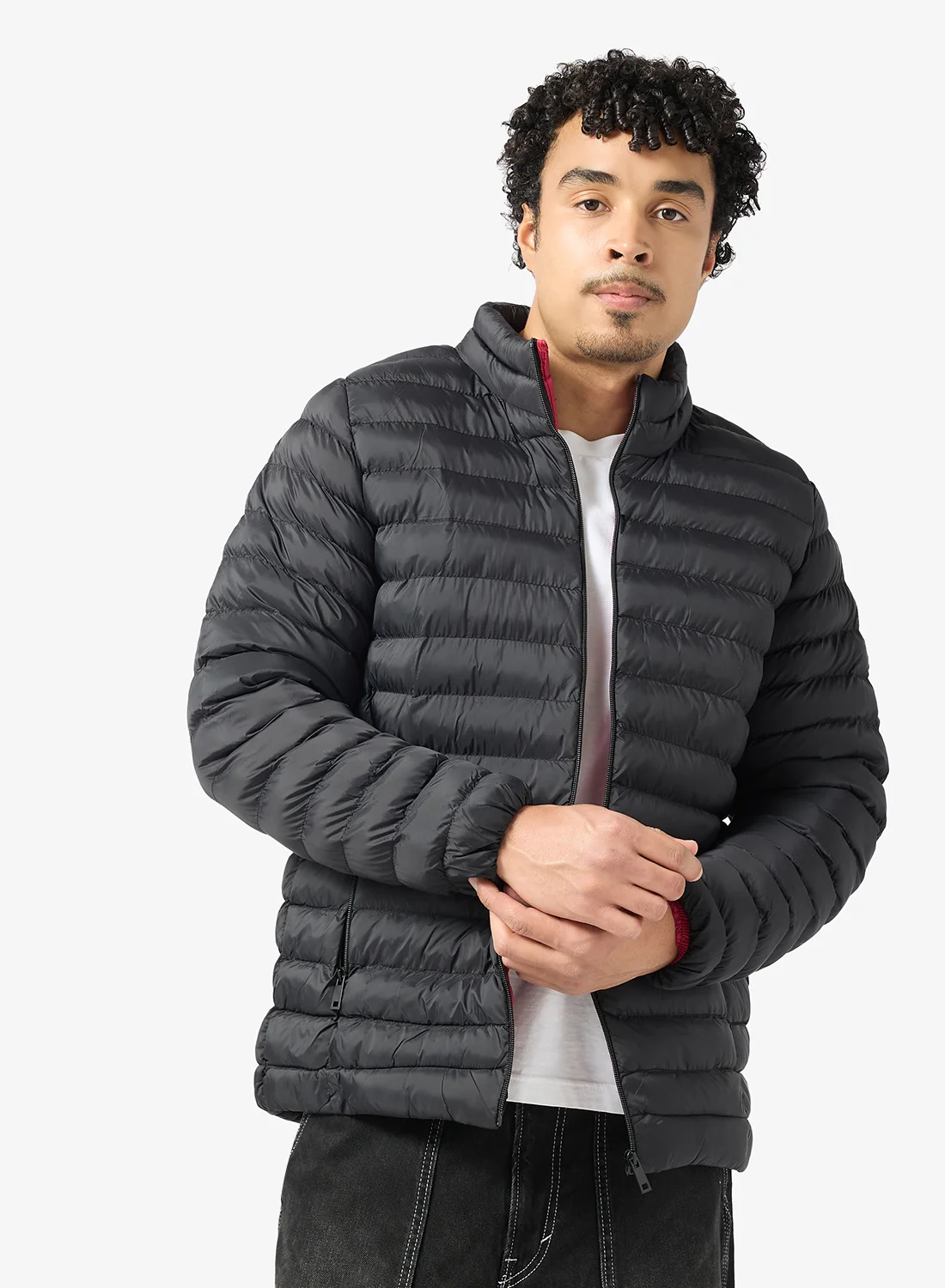 Seventy Five Casual Zip Through Puffer Jacket Premium Lightweight Outerwear For Men (Black, Large) j5r8w