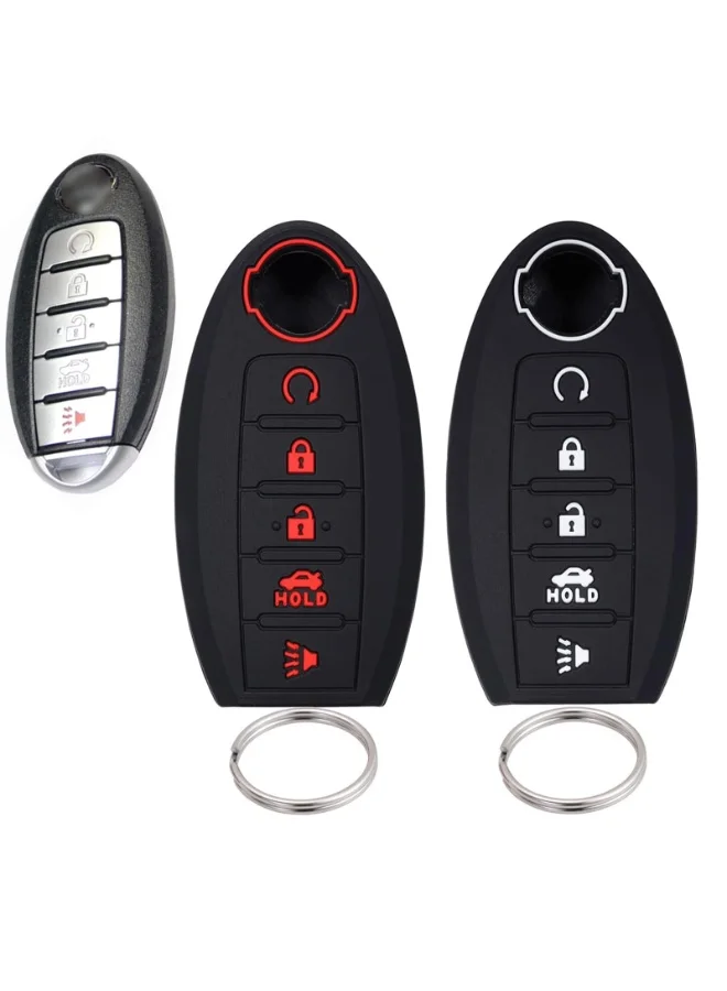 NOSKIN Silicone Key Fob Cover for 5-Button Smart Keys (Black, 2 Pack) qghdz