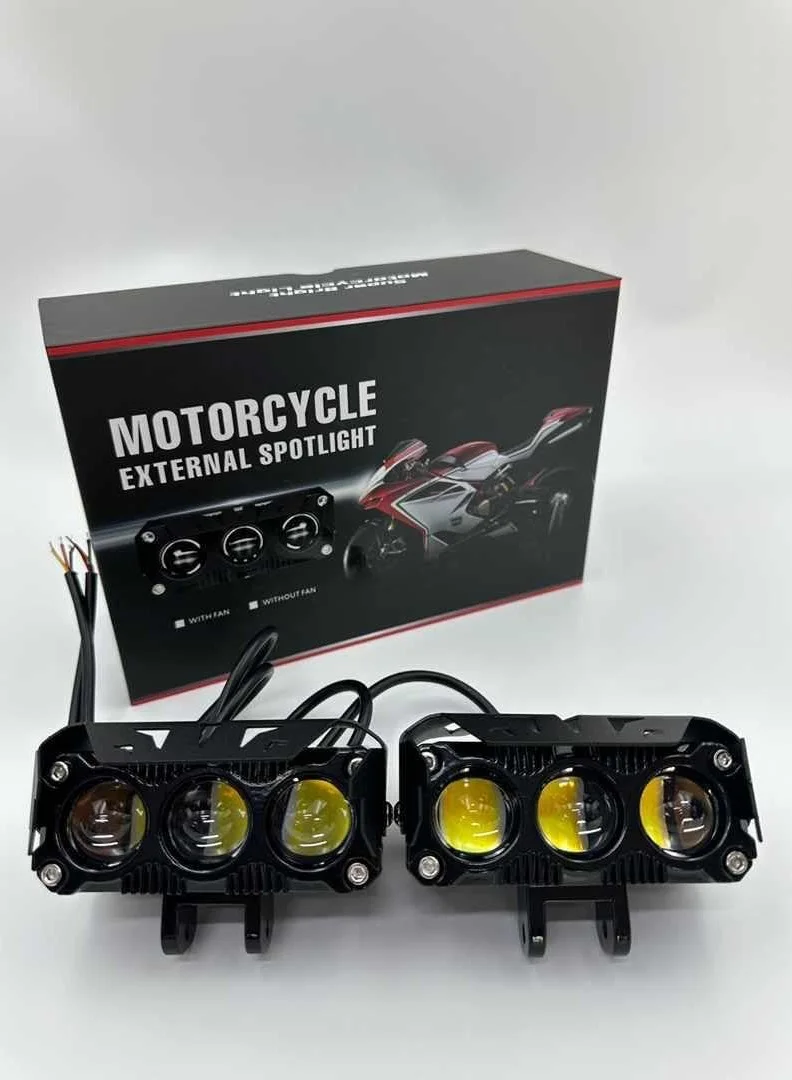 SHEZA STAR Motorcycle External Spotlight with Cooling Fan (6 LED Lights, Black) avbdz
