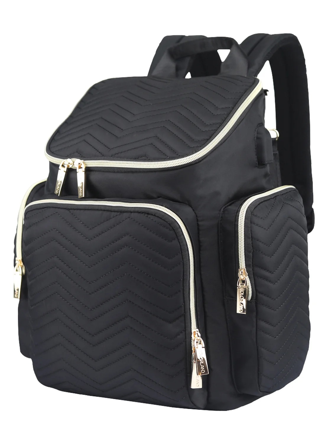 Little Story Georgia Diaper Bag with Changing Pad and Stroller Hooks (Black, Large) a10kc