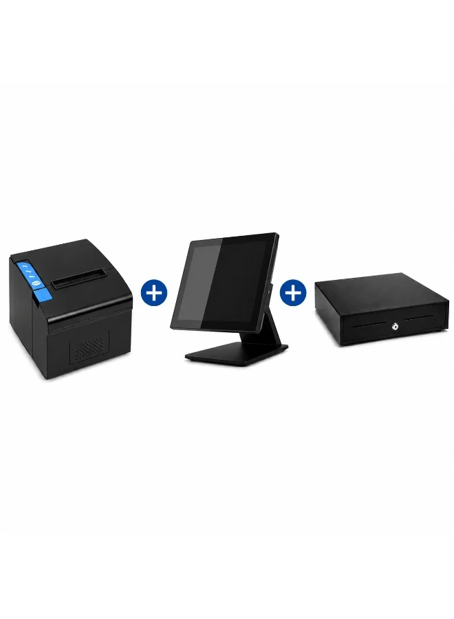 BASEET All-in-One POS System Bundle with Cash Drawer and 80mm Thermal Receipt Printer for Retail and Restaurants (1 Set) qd565