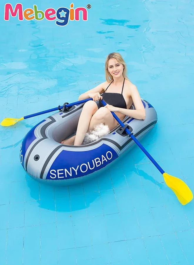 MEBEGIN Inflatable Boat Pool Float with Oars and Automatic Air Pump (Heavy-Duty PVC, 140x81 cm) 6jobw