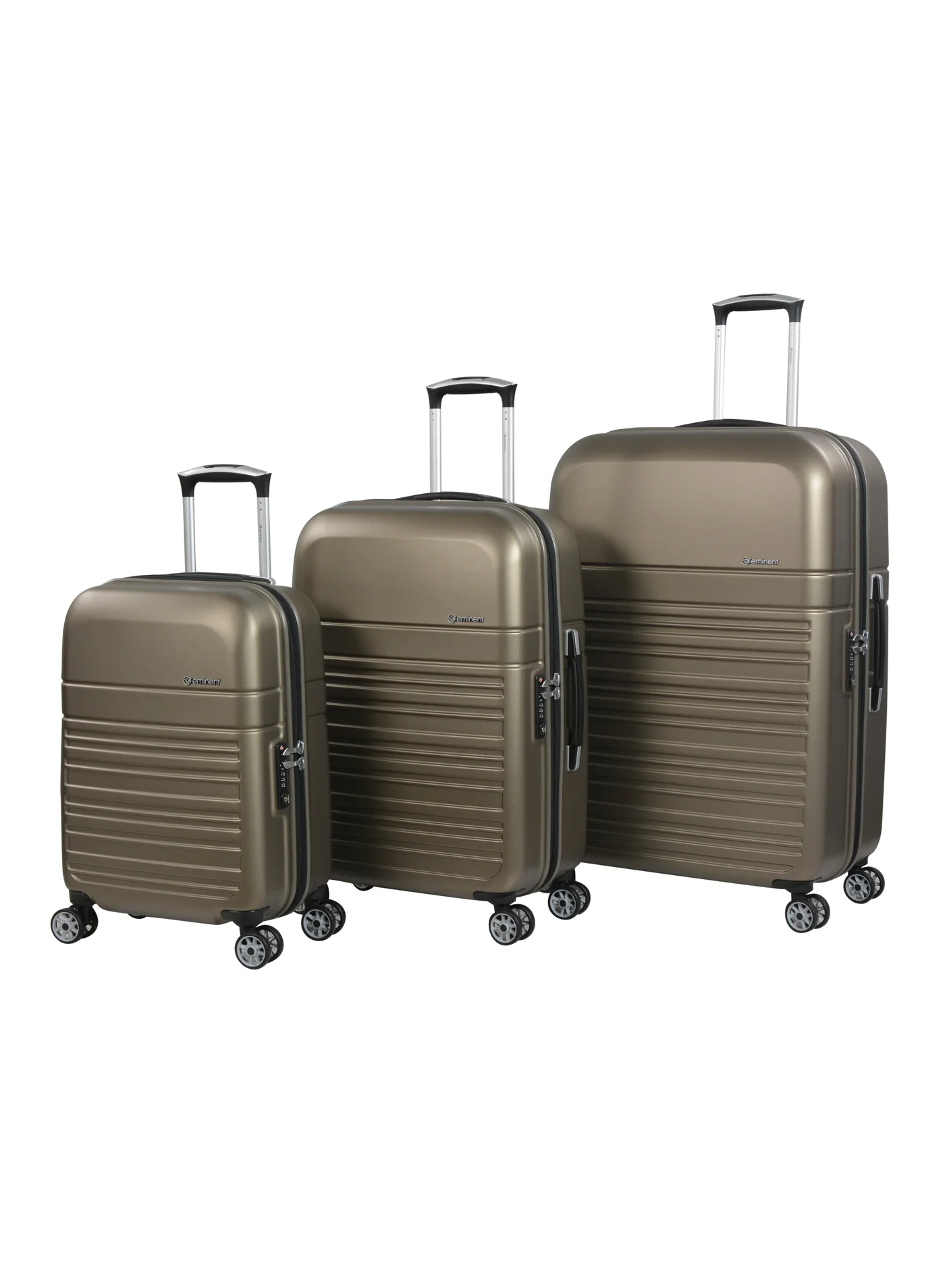 Eminent Hard Case Trolley Luggage Set (3-Piece, Polycarbonate, TSA Lock, Coffee) whobf