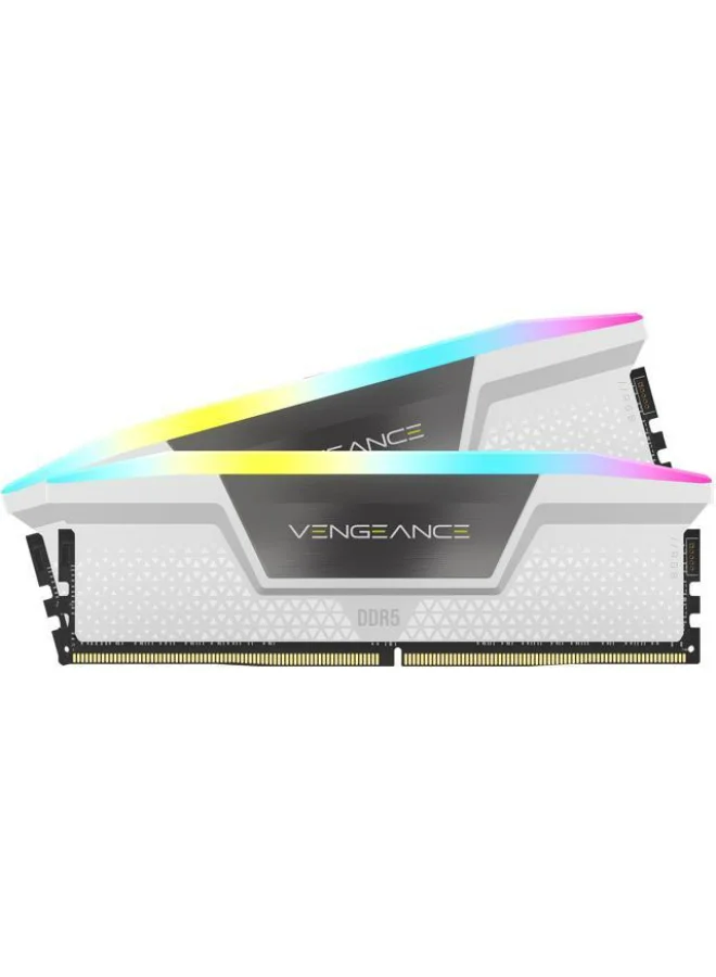 Premium DDR5 RGB Desktop Memory Module 32GB (2x16GB) 6400MHz High-Performance RAM (White) cv6on