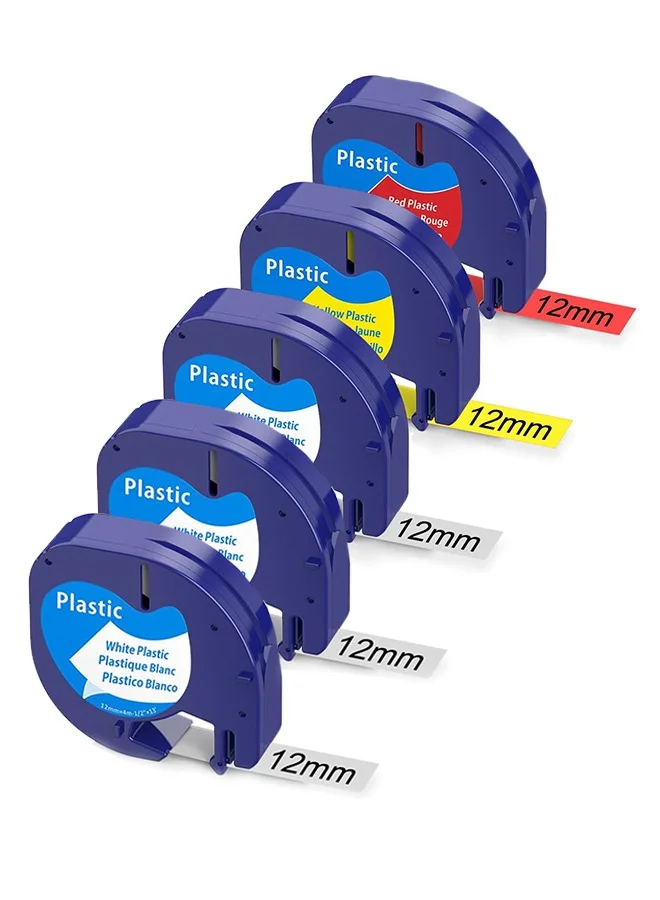 Sweet Life Label Maker Tape Refills for Handheld Printers (Plastic, 12mm x 4m, 5 Pack) zhx38