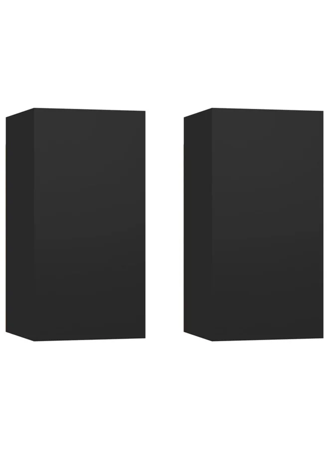 VidaXL TV Cabinets Set (2 Pieces, Black, 30.5x30x60 cm, Engineered Wood) Modern Living Room Storage e7j5y